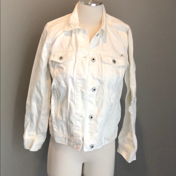 NWT Lucky Brand white distressed jean jacket - Picture 2 of 7